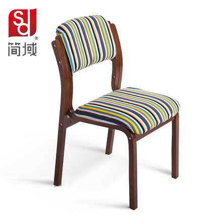 简域实木餐椅布艺咖啡厅餐椅简约酒店北欧软包椅靠背欧式书桌椅子