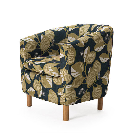 简域休闲椅布艺沙发单人小户型沙发实木布艺围椅懒人沙发洽谈椅子