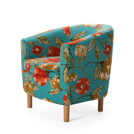 简域休闲椅布艺沙发单人小户型沙发实木布艺围椅懒人沙发洽谈椅子