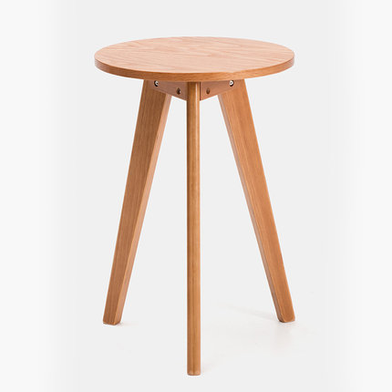 简域实木茶几圆形小桌子简约沙发边几客厅角几卧室小圆桌北欧边桌