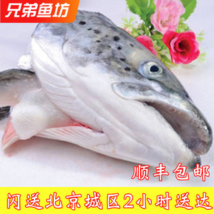 5只装北京闪送进口新鲜冷冻三文鱼头熬汤鱼头已去腮处理包邮