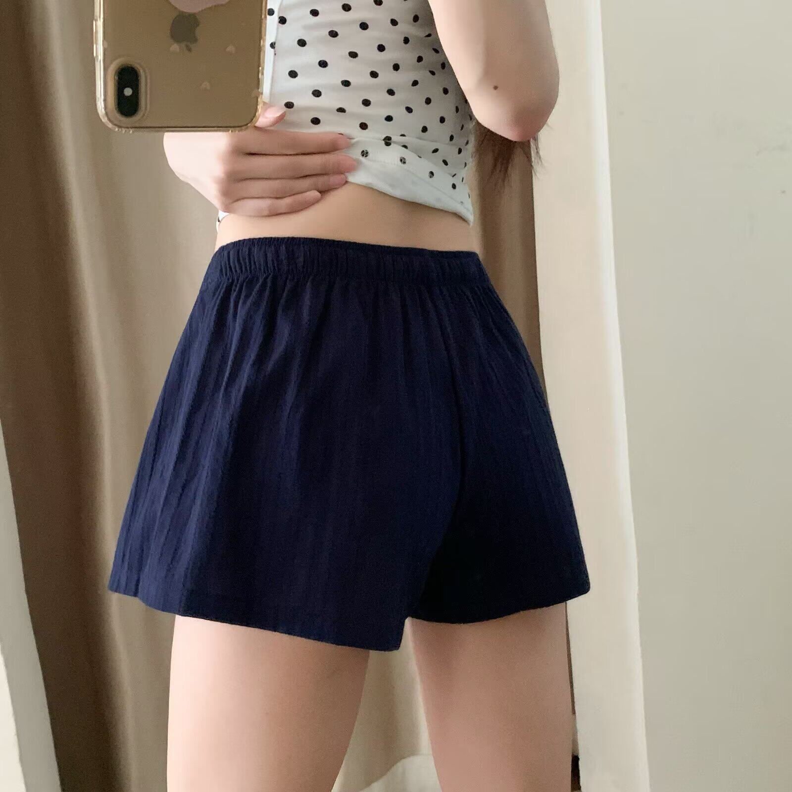 欧美风抽绳提花阔腿短裤女夏季宽松显瘦百搭松紧腰居家休闲热裤子