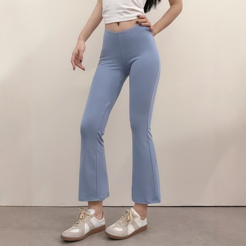 辣妹修身低腰8分微喇叭瑜伽裤女