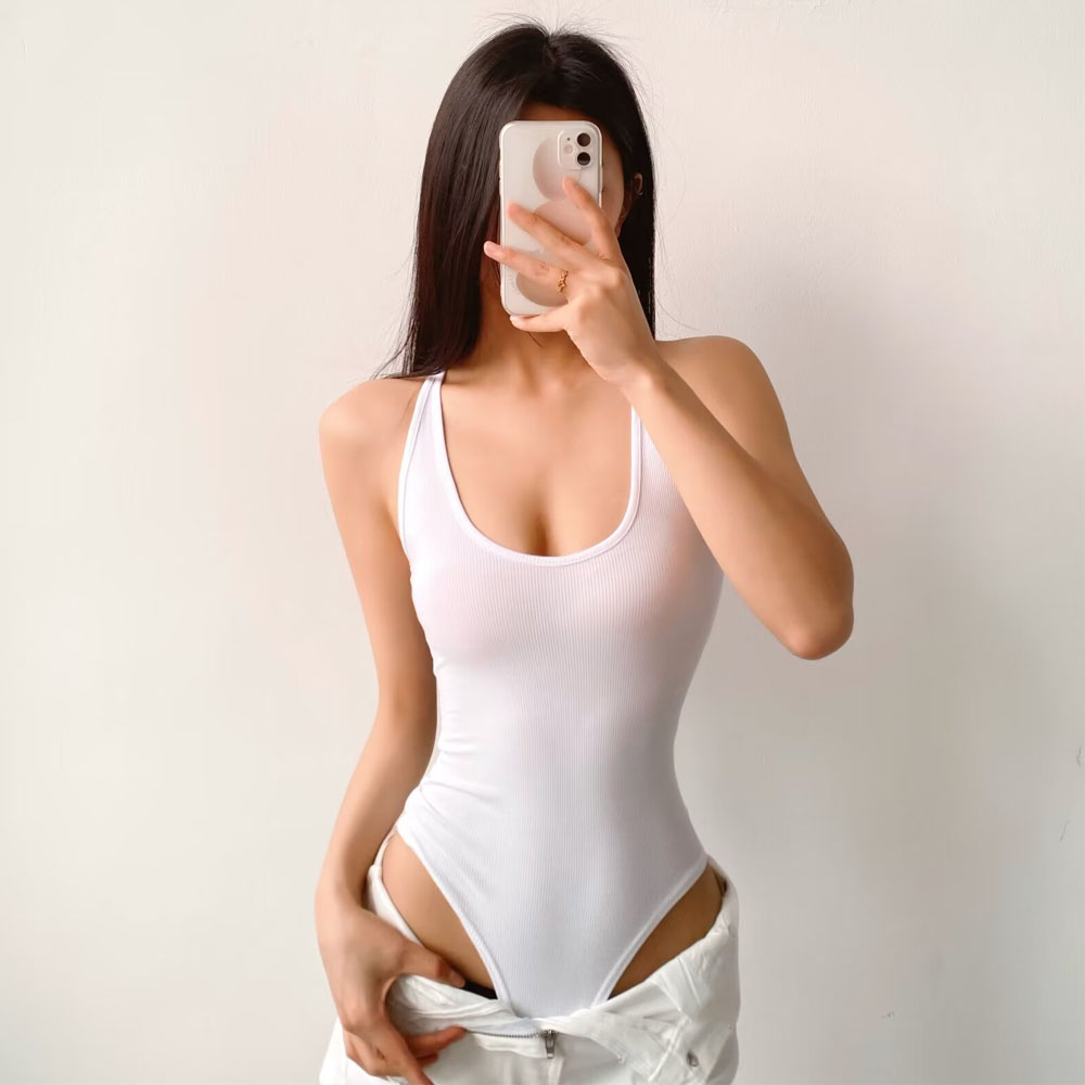 修身内搭连体无袖吊带欧美