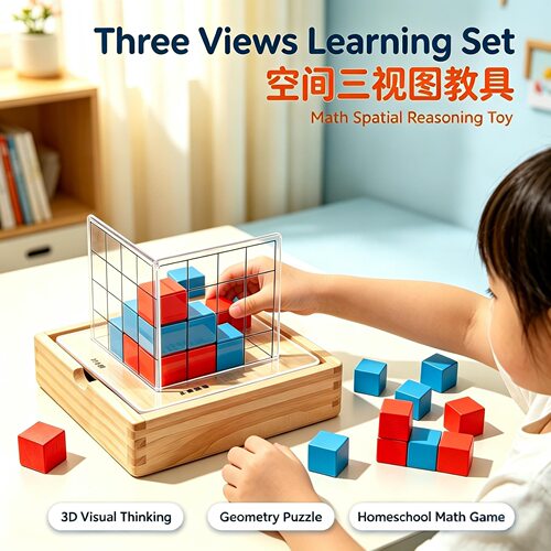 空间三视图教具木制几何逻辑益智