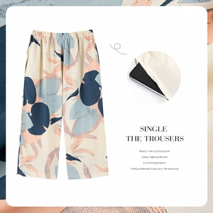 薄款 夏季 人造棉大码 短裤 舒适休闲家居棉绸睡裤 长裤 女可外穿七分裤