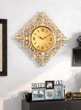 奢华欧式复古金色雕花挂钟客厅装饰立体镂空钟表