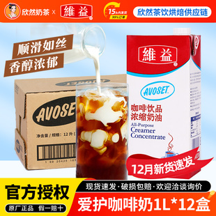 爱护牌咖啡奶浓缩植脂奶油1L*12盒 奶茶店专用原料咖奶维益咖啡奶