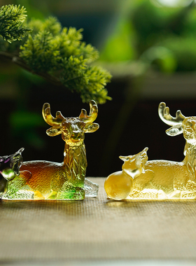琉璃鹿葫芦福禄生财香插桌面摆件
