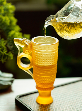 琉璃仿古羊角高脚杯家用桌面摆件