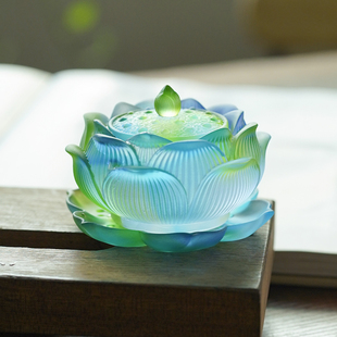 琉璃佛具用品佛前莲花供水杯佛堂家用观世音菩萨敬神净水圣水杯