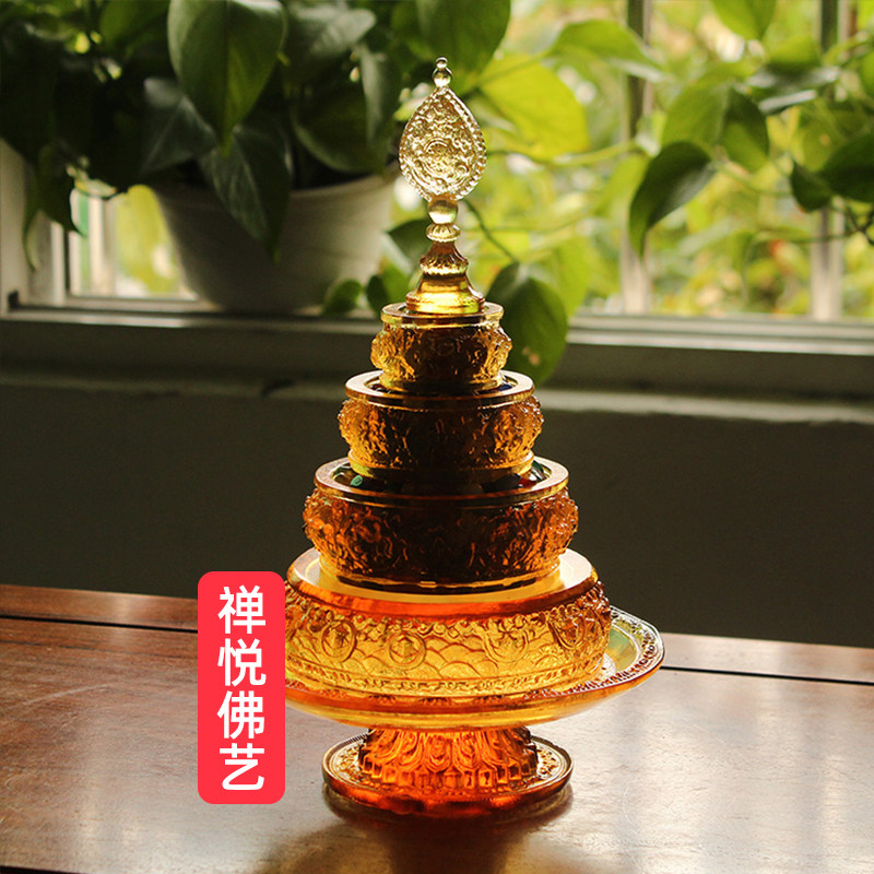 禅悦佛艺古法琉璃曼扎盘小号工艺用品曼达曼茶罗家居桌面供奉摆件
