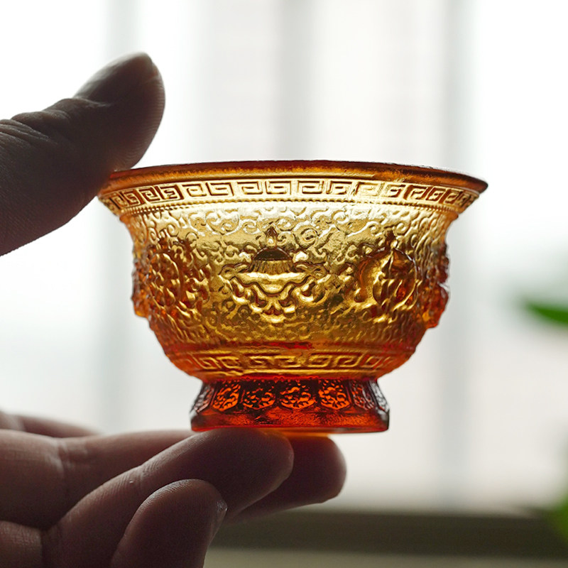 珍悦古法琉璃八吉祥供碗供水杯图片
