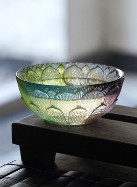 琉璃吉祥莲纹供碗供具摆件