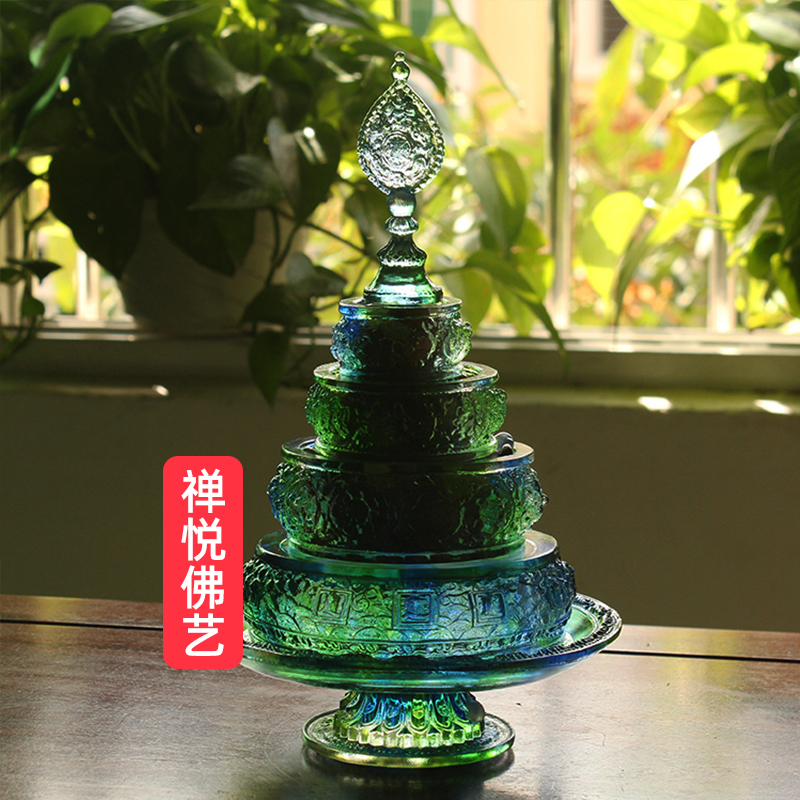 密宗佛具纯手工古法琉璃修法曼扎盘小号藏传曼达供曼茶罗彩色摆件