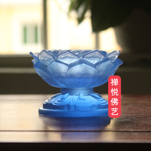 禅悦佛艺家用供奉古法琉璃莲子烛台莲花酥油灯座供佛灯具供座供碗