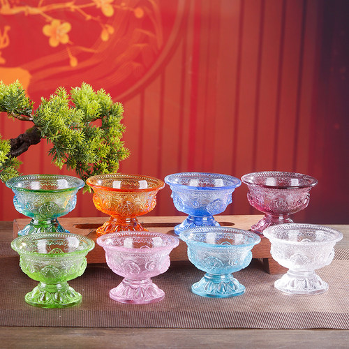 古法琉璃八吉祥圣水杯