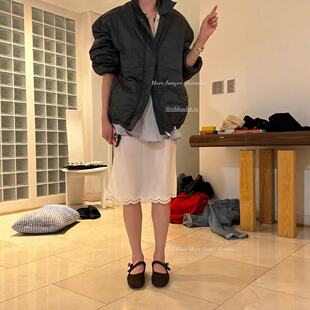 ribbonbit韩国翻领棉服复古工装风宽松休闲百搭潮流简约保暖上衣