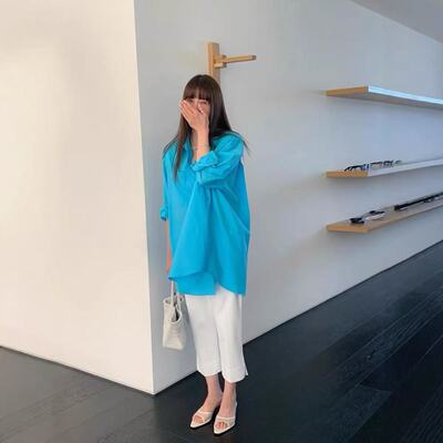 moondal韩国翻领衬衫2025年新款文艺小清新前排扣设计长袖衬衫女