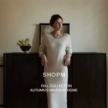 SHOPM韩国V领针织连衣裙2025年新款温柔风简约宽松休闲气质长裙女