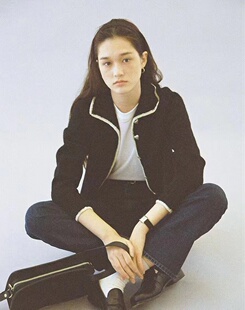 韩国urbanic30翻领针织外套小香风爱心扣撞色包边毛衣开衫女