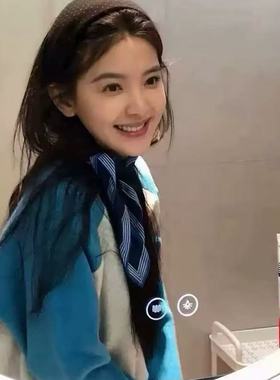 andneeds章若楠同款韩国东大门圆领卫衣慵懒风撞色插肩袖设计上衣