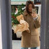 新款 The barnnet韩国翻领羊毛大衣冬季 气质复古单排扣毛呢外套女