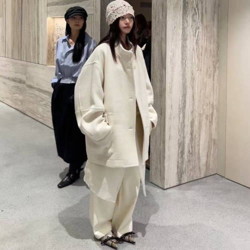 【现货】ethos韩国高领毛呢大衣温柔风高级感圣诞跨年单排扣外套