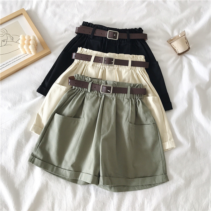 Real shot real price ~ Korean version versatile big pocket high waist slim loose straight tube tooling wide leg pants