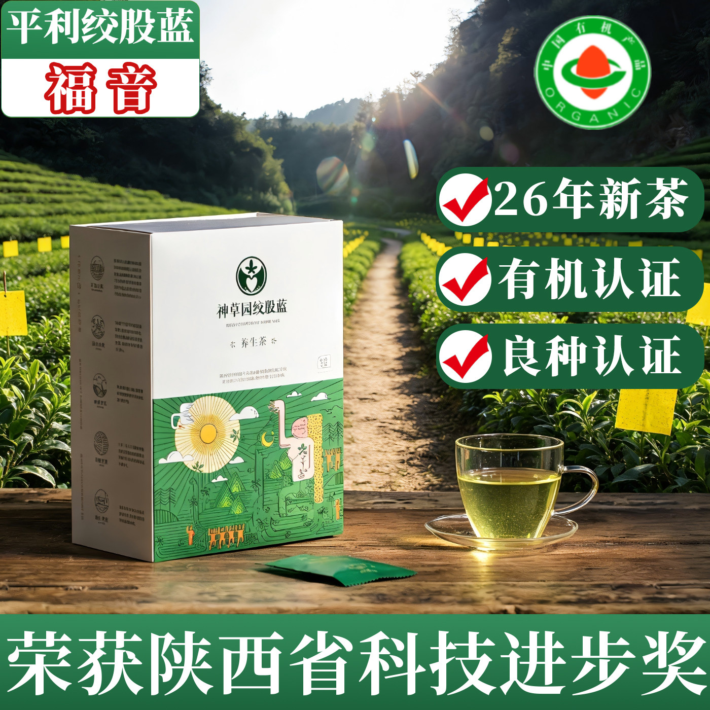 平利(福音)绞股蓝龙须茶 科技进步奖品种 全草皂苷12.62%有机种植