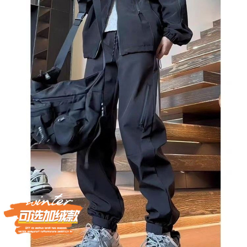 东北加绒软壳冲锋裤男款冬季美式vibe机能裤子配马丁靴束脚