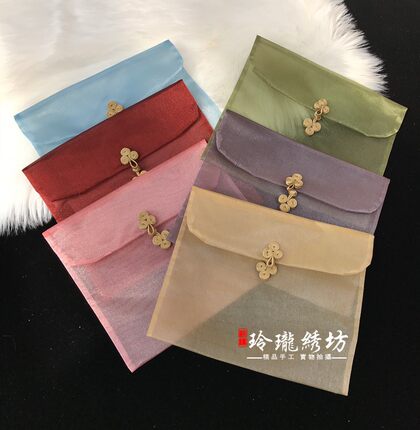 刺绣包装袋中式古典实惠型丝巾羊毛围巾旗袍包装收纳盘扣真丝纱袋
