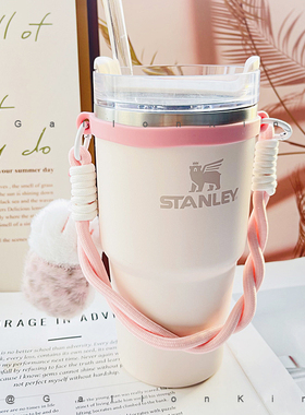适用于Stanley吸管杯便携粉色猫掌造型水杯手挽绳手提吊带挂绳