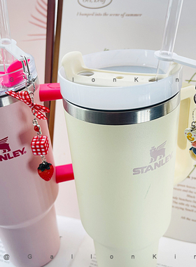 适用于Stanley吸管杯草莓卡通少女心创意吸管装饰品吊坠杯子配件