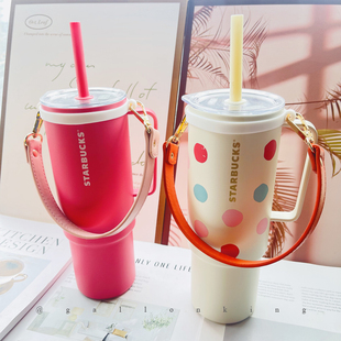 适用于Stanley水杯少女心PU皮手提吊带挂绳杯套史丹利保温杯配件