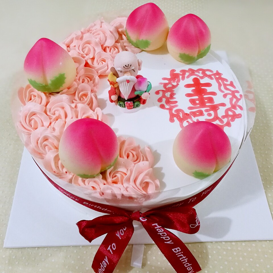 伊诺仕新款 寿星 过寿水果奶油生日蛋糕 西安蛋糕免费配送