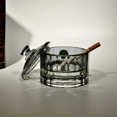 家用客厅带盖防灰飞玻璃烟灰缸高端小清新轻奢高级感烟缸酒店客房