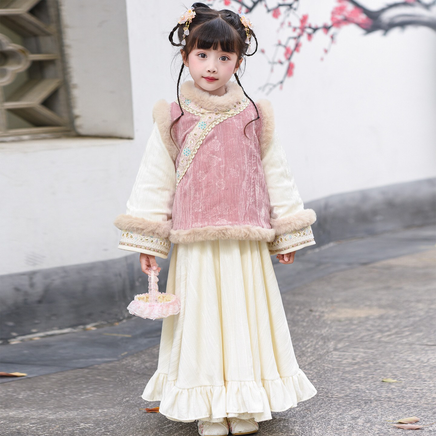 女童汉服冬季2025新款儿童古风加绒连衣裙秋冬女孩国风古装公主裙