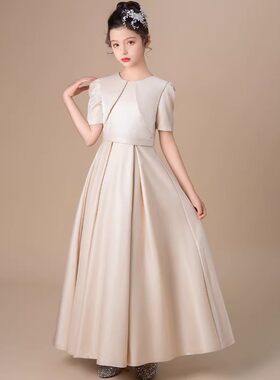 女中大童钢琴主持人音乐会演奏小提琴演出毕业典礼长裙儿童晚礼服