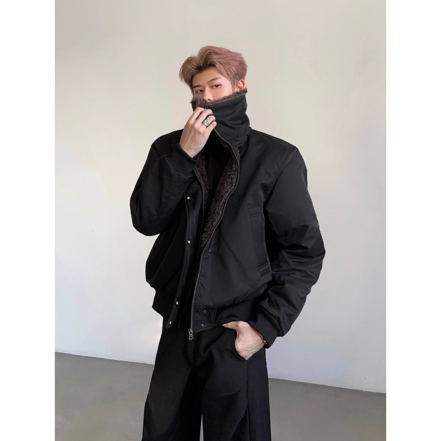 美式复古巴恩风毛领棉服飞行夹克男冬季加厚加绒棉袄外套派克服潮