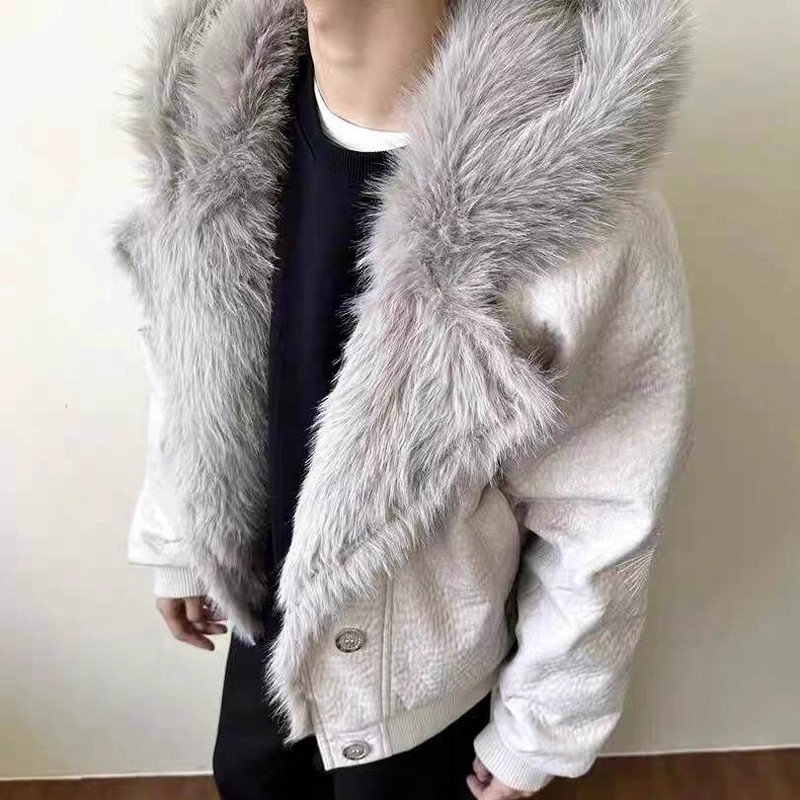 美式高街复古座山雕毛领连帽棉衣男女加厚保暖宽松情侣夹棉外套潮