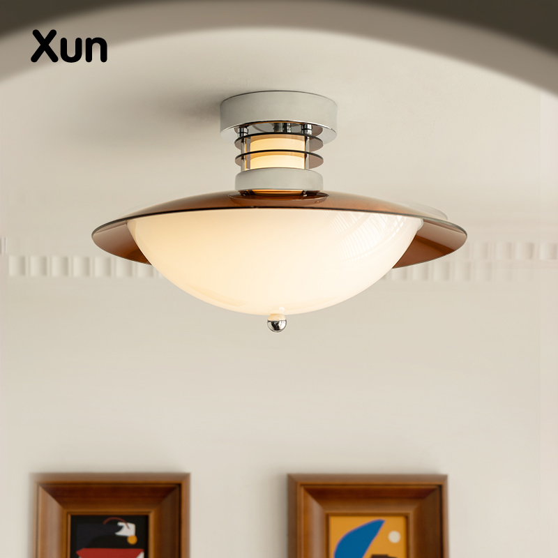 包豪斯卧室灯中古风吸顶灯覆古法式主卧灯高级感南洋风阳台书房灯