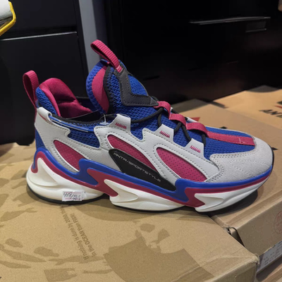 安踏男休闲老爹鞋，40.5/42.5，皮面拼接织面