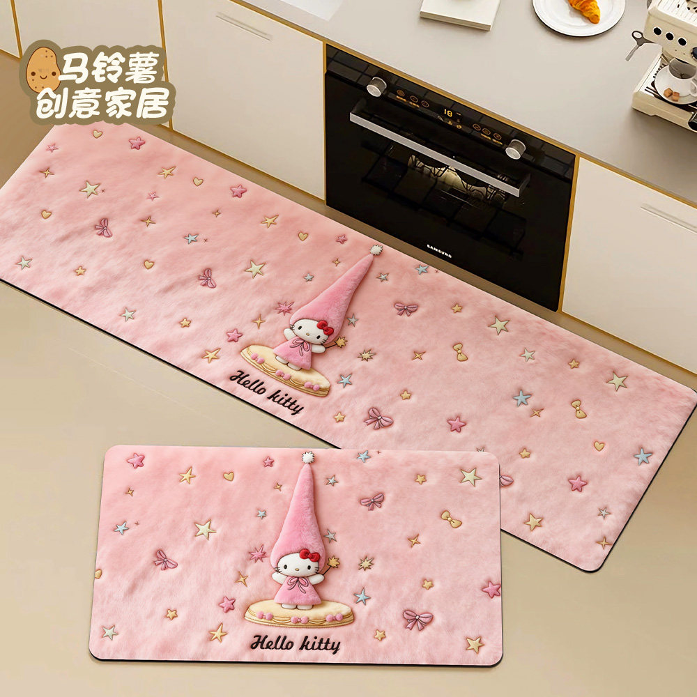 厨房地垫可爱星星人防滑防油吸水可擦家用脚垫子2025新款长条地毯,居家布艺,厨房地垫,淘宝优惠券,粉丝福利购,淘宝优惠卷