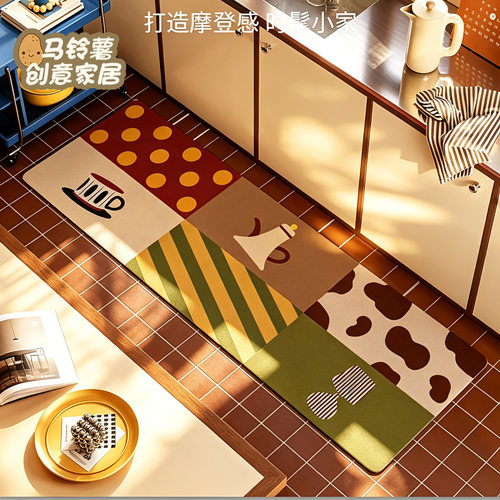 厨房地垫复古拼接吸水防油防滑