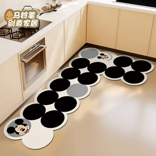 卡通米奇L型厨房地垫防滑防油免洗耐脏长条脚垫家用地面吸水地毯