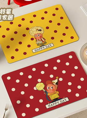 防油防水免洗星星人餐垫红色波点皮革桌垫咖啡机台面隔热垫耐高温
