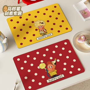 防油防水免洗星星人餐垫红色波点皮革桌垫咖啡机台面隔热垫耐高温