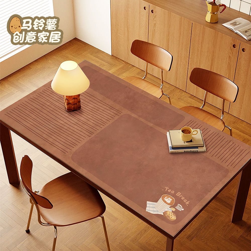 防油防水复古风牛皮纹皮革桌垫