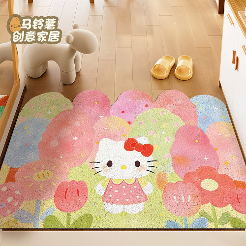 凯蒂猫丝圈入户门垫防滑耐脏除尘
